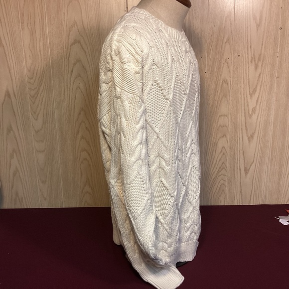 L. Etienne Pour Homme Men’s Cable Crewneck Cotton Sweater Made USA size XL Tall - Picture 6 of 9